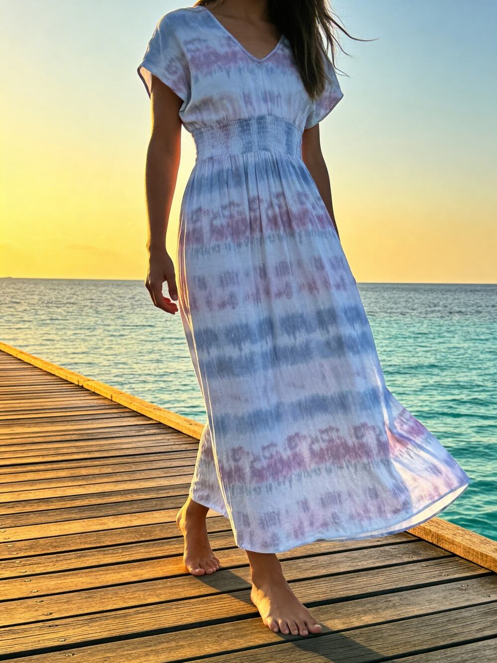 Bebop Tie Dye Short Sleeve Maxi Dress Size Medium